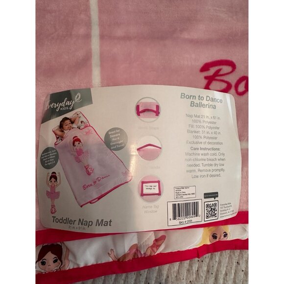 Toddler Nap Mat – Born to Dance Ballerina | Roll-Up Sleeping Bag with Pillow - Picture 4 of 9